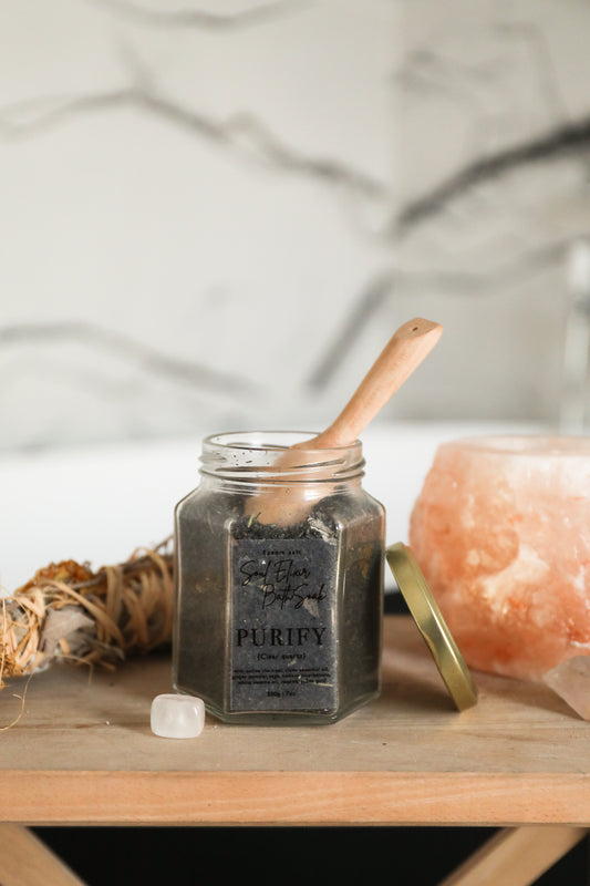 Soul Elixir Bath Soak { Purify } Epsom Salt | Clove |  Clear quartz | Dried sage & rosemary
